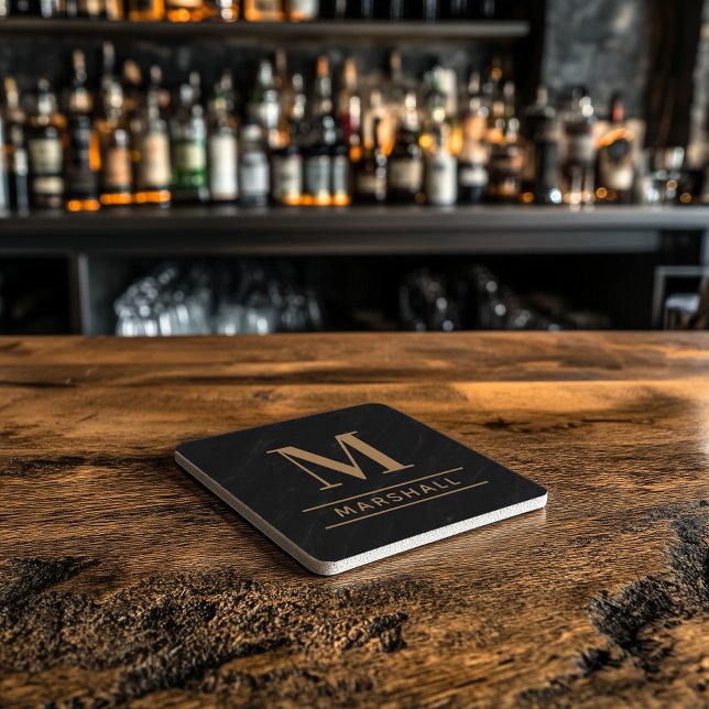 Classic Cognac Tan Personalised Monogram Initial Stone Coaster (Creator Uploaded)