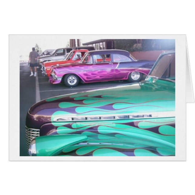 Classic Collector Car Purple Pink Green Flame (Front Horizontal)