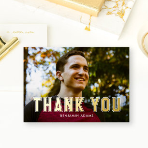 Classic Collegiate Flat FOIL Grad Thank You Card