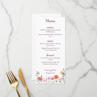 Classic colorful floral greenery menu