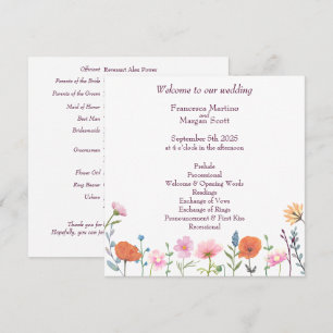 Classic colorful floral greenery wedding program