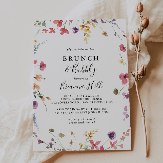 Classic Colourful Brunch and Bubbly Bridal Shower  Invitation (Creator Uploaded)