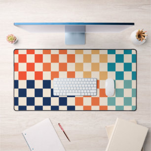 Classic Colourful Chequered Chequerboard Pattern Desk Mat