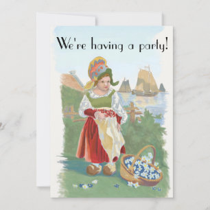 Classic Colourful Dutch Girl Painting Invitation