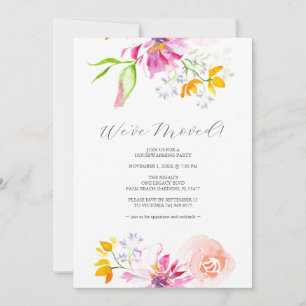 Classic Colourful Flowers Housewarming Party  Invitation