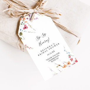 Classic Colourful Sip Sip Hooray Bridal Shower Gift Tags
