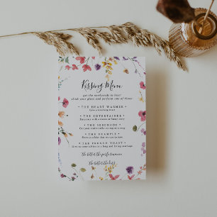 Classic Colourful Wedding Kissing Menu Game Card