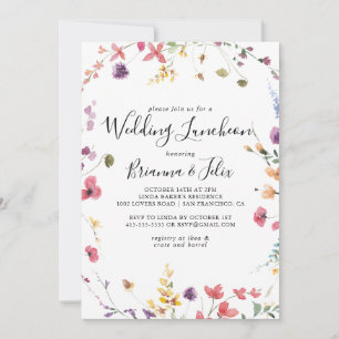 Classic Colourful Wedding Luncheon Bridal Shower  Invitation