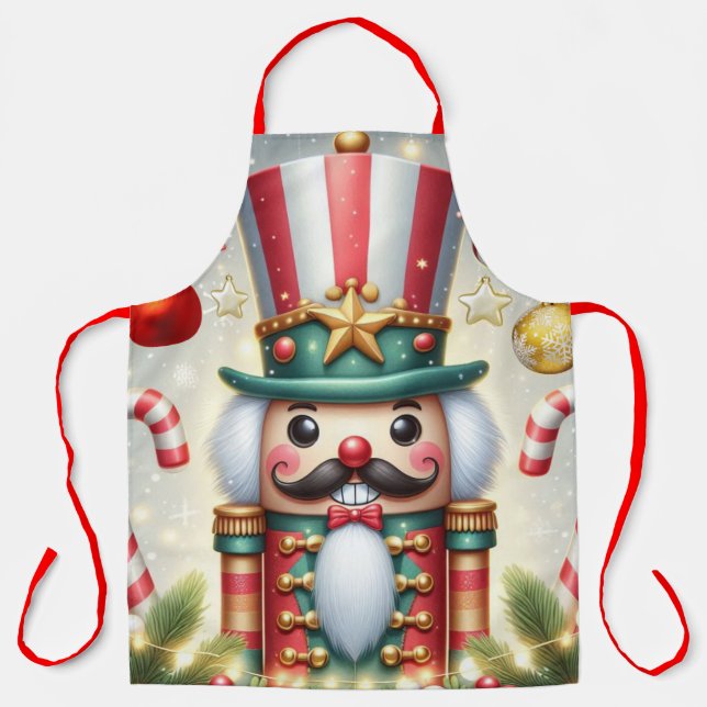 Classic, colourful, whimsical Christmas nutcracker Apron (Front)