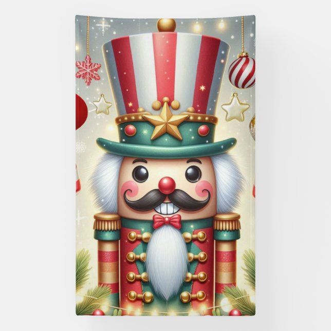 Classic, colourful, whimsical Christmas nutcracker Banner (Vertical)