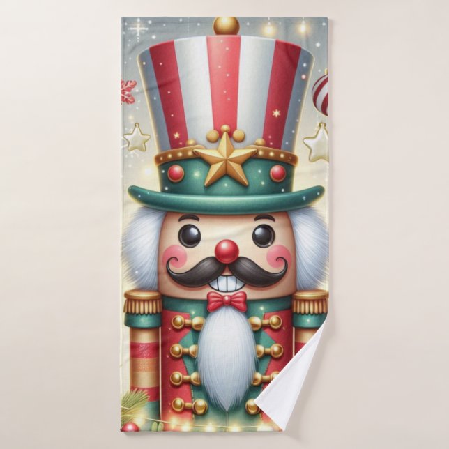 Classic, colourful, whimsical Christmas nutcracker Bath Towel (Bath Towel)