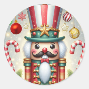 Classic, colourful, whimsical Christmas nutcracker Classic Round Sticker