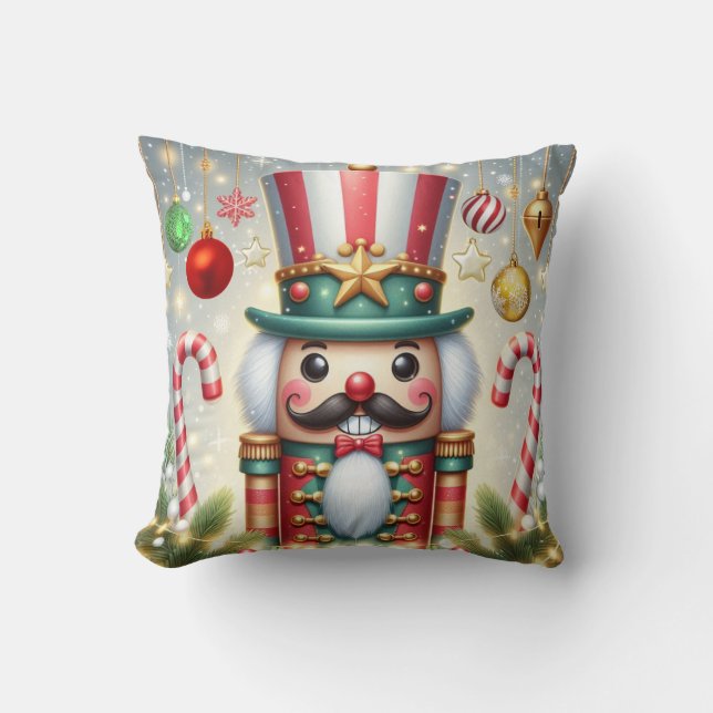 Classic, colourful, whimsical Christmas nutcracker Cushion (Front)
