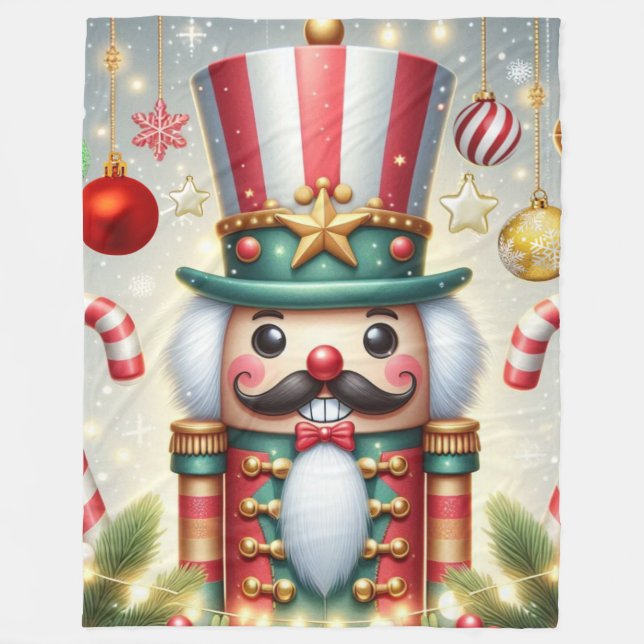 Classic, colourful, whimsical Christmas nutcracker Fleece Blanket (Front)