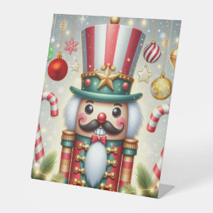 Classic, colourful, whimsical Christmas nutcracker Pedestal Sign