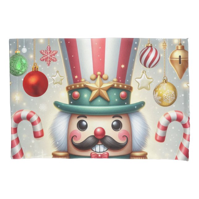 Classic, colourful, whimsical Christmas nutcracker Pillowcase (Front)