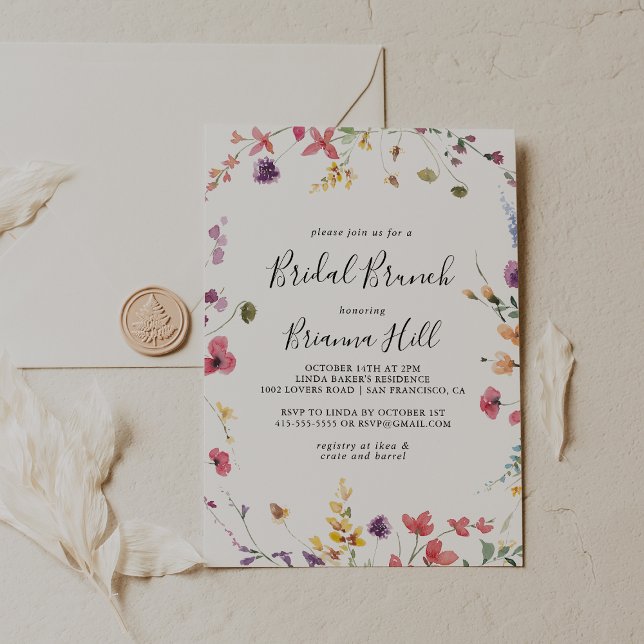 Classic Colourful Wild Bridal Brunch Bridal Shower Invitation (Creator Uploaded)