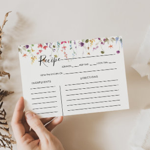 Classic Colourful Wild Bridal Shower Recipe Card