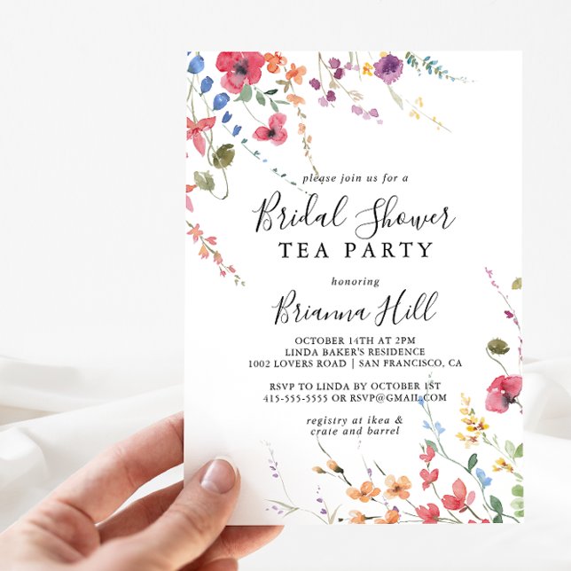 Classic Colourful Wild Bridal Shower Tea Party  Invitation (Creator Uploaded)
