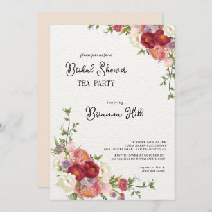 Classic Colourful Wild Bridal Shower Tea Party  Invitation