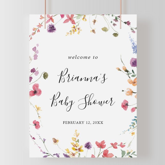 Classic Colourful Wild Floral Baby Shower Welcome  Poster (Creator Uploaded)
