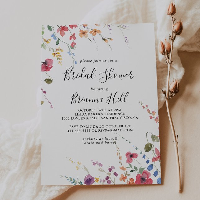 Classic Colourful Wild Floral Bridal Shower Invitation (Creator Uploaded)