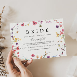 Classic Colourful Wild Floral Bride Bridal Shower Invitation