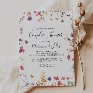 Classic Colourful Wild Floral Couples Shower Invitation