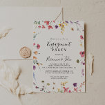 Classic Colourful Wild Floral Engagement Party  Invitation<br><div class="desc">This classic colourful wild floral engagement party invitation is perfect for a rustic engagement. The design features a yellow,  purple,  white wild flowers with foliage in a rose and green watercolor background.</div>