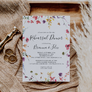 Classic Colourful Wild Floral Rehearsal Dinner  Invitation