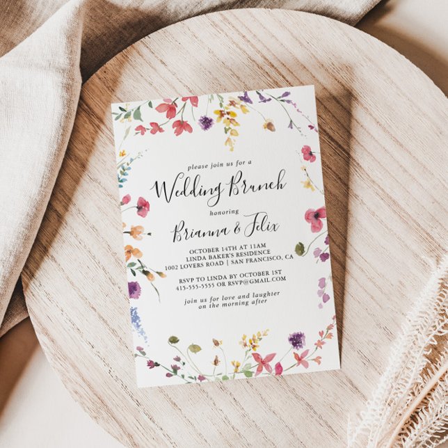 Classic Colourful Wild Floral Wedding Brunch  Invitation (Creator Uploaded)