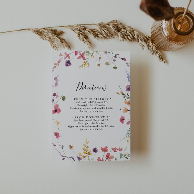 Classic Colourful Wild Floral Wedding Directions  Enclosure Card (Creator Uploaded)