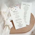Classic Colourful Wild Floral Wedding Program<br><div class="desc">This classic colourful wild floral wedding program is perfect for a rustic wedding. The design features a yellow,  purple,  white wild flowers with foliage in a rose and green watercolor background.</div>