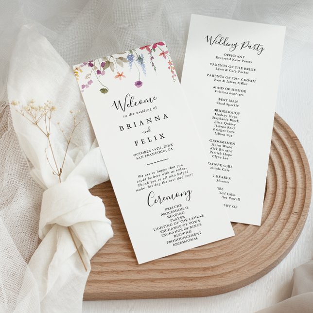 Classic Colourful Wild Floral Wedding Program (Creator Uploaded)