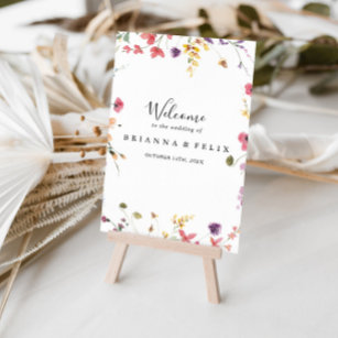 Classic Colourful Wild Floral Wedding Welcome Sign