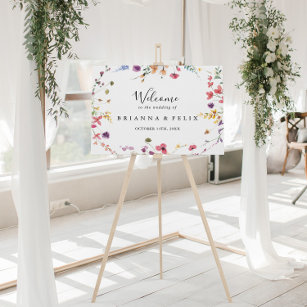 Classic Colourful Wild Floral Wedding Welcome Sign