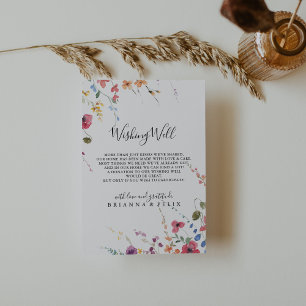 Classic Colourful Wild Floral Wedding Wishing Well Enclosure Card