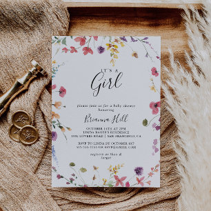 Classic Colourful Wild It's A Girl Baby Shower  Invitation