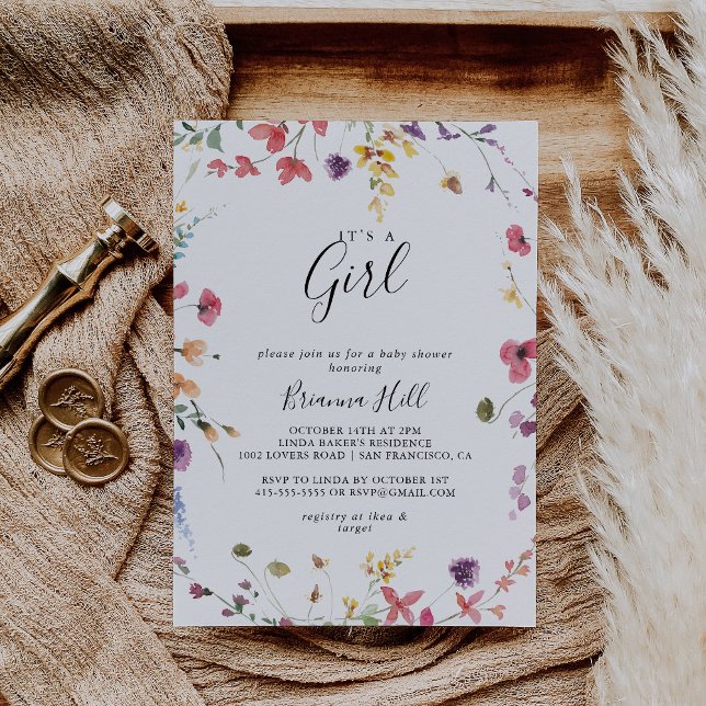 Classic Colourful Wild It's A Girl Baby Shower  Invitation (Creator Uploaded)
