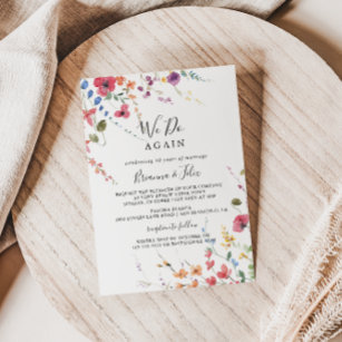 Classic Colourful Wild We Do Again Vow Renewal  Invitation