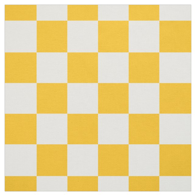 Classic Colourful Yellow White Chequered Gingham Fabric (Swatch)