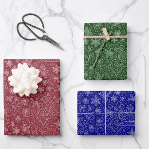 Classic Colours Doodle Christmas Pattern  Wrapping Paper Sheet