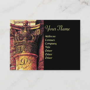 CLASSIC COLUMN MONOGRAM 2 bright red yellow,black Business Card