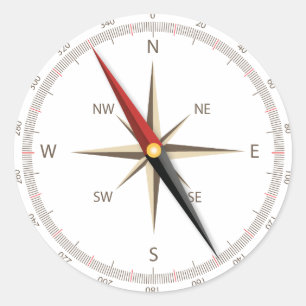 Classic compass round sticker