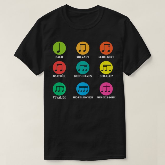 Classic Composers Classical Music Musical Notes  T-Shirt (Design Front)