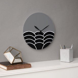 Classic Contemporary Scalloped Scales Art Pattern Large Clock