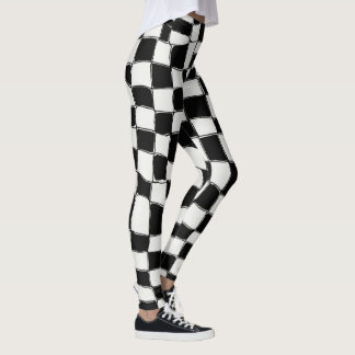 "Classic Contrast: Black & White Square Design" Leggings