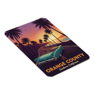 Classic convertible cruising through orange county magnet