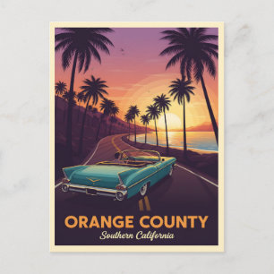 Classic convertible cruising through orange county postcard