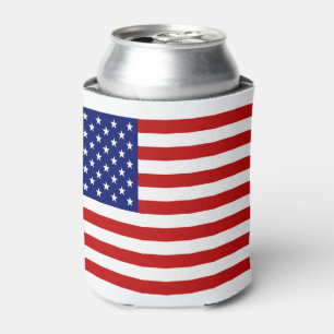 Classic Cool American And Texas Flags Patriotic Can Cooler
